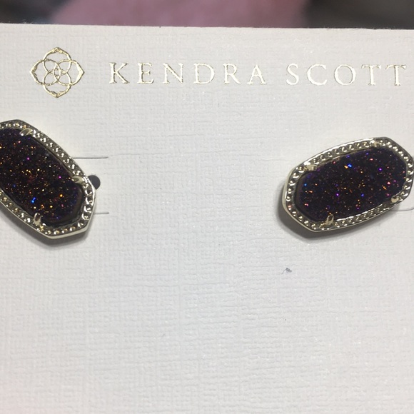 Jewelry - Kendra Scott Ellie Gold Stud Earrings, Dark Drusy.